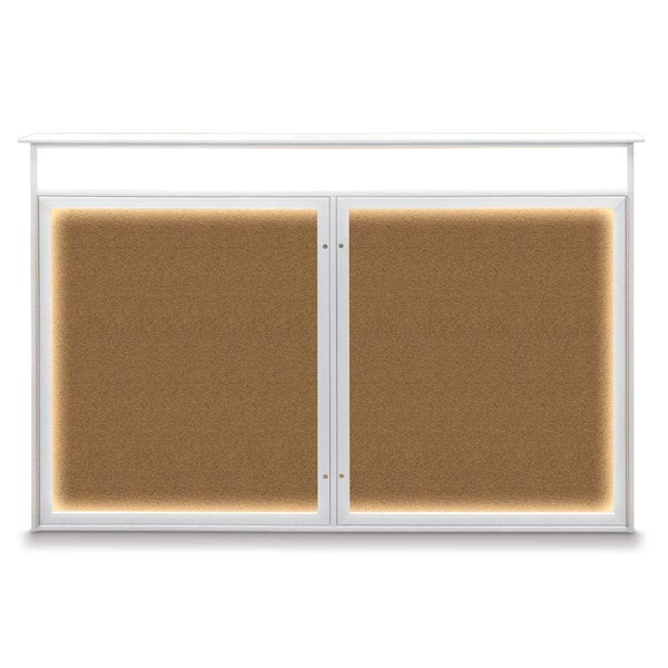 United Visual Products Sliding Door Wood Corkboard, 48"x36", Waln, UV9003OCS-WALNUT-SURF UV9003OCS-WALNUT-SURF - main